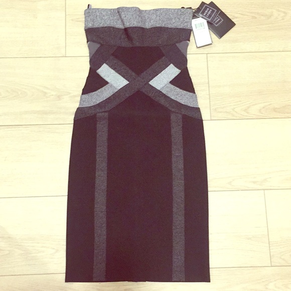 NWT Herve Leger Black Strapless Dress